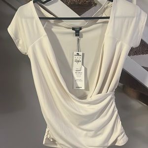 Express body contour v neck wrap shirt